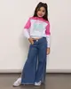 Calça Jeans Infantil Wide Leg Fenda Azul 4