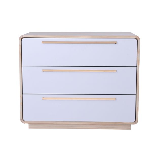 Cômoda Infantil Wave com 3 Gavetas - Natural/Branco