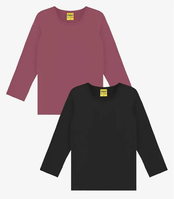 Kit 2 Camisetas Menina Manga Longa Térmica Rovi Kids 14
