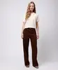 calça reta new york feminina de sarja mindset marrom 46