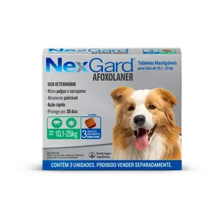 NexGard Antipulgas e Carrapatos para Cães de 10,1 a 25kg 3 tabletes