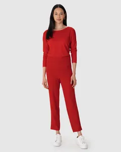 Calça Feminina Carrot Em Malha Texturizada Canelada Vermelho - G