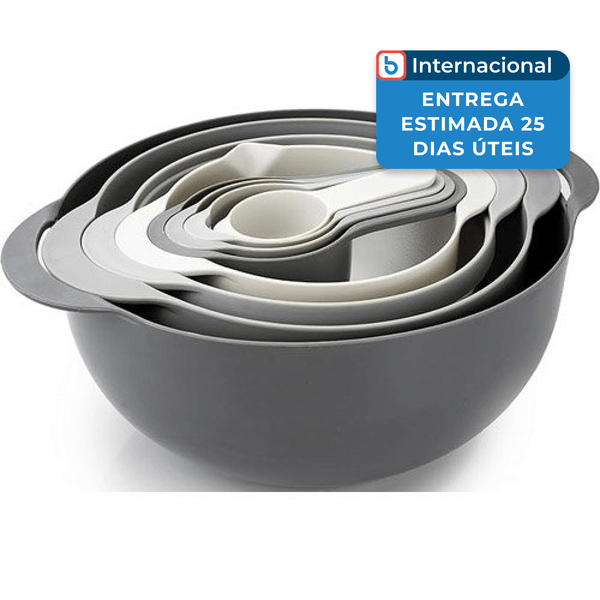 Conjunto Tigelas Cook Color Com 8 Pecas Com Copo Medidor Cinza A-MBI