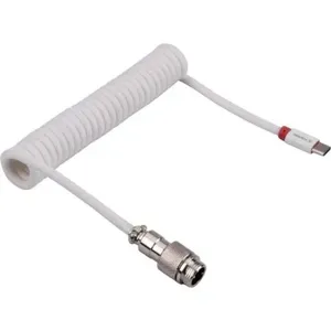 Cabo Coiled Usb C para Teclado e Periféricos Helix com Transmissão de Dados Branco Fortrek Cabo Coiled Usb C Helix para Teclado Mecânico com Estrutura Reforçada Branco Fortrek