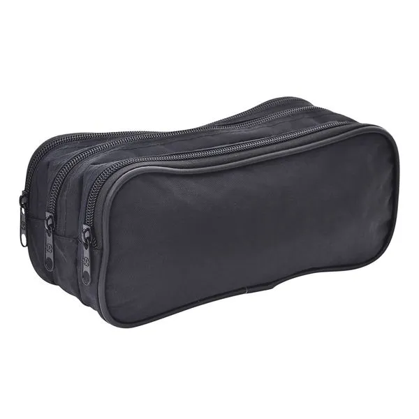 Estojo Escolar All Black Triple 3 Zíperes Nylon Preto 21x9x11cm WPE00700 - Win Paper