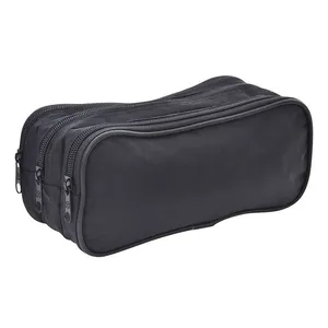 Estojo Escolar All Black Triple 3 Zíperes Nylon Preto 21x9x11cm WPE00700 - Win Paper