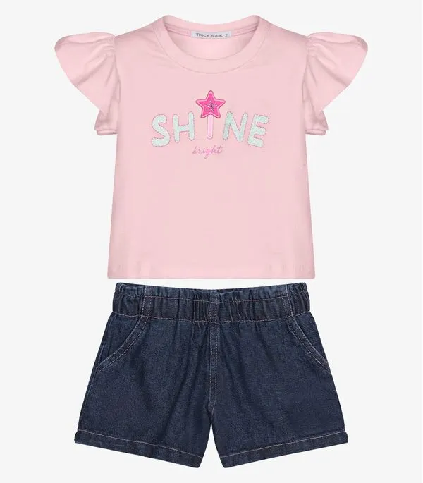 Conjunto Infantil Blusa Com Shorts Trick Nick Rosa 10