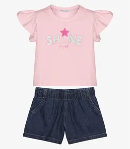 Conjunto Infantil Blusa Com Shorts Trick Nick Rosa 10