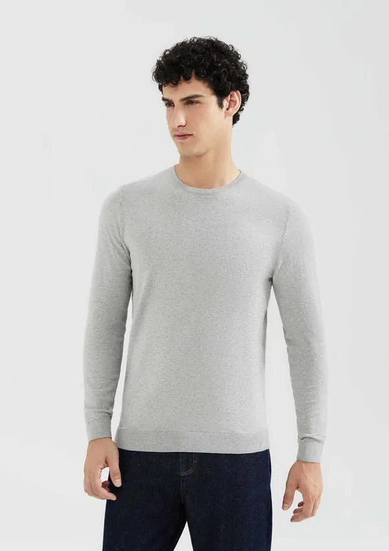 Suéter Básico Masculino Regular - Cinza M