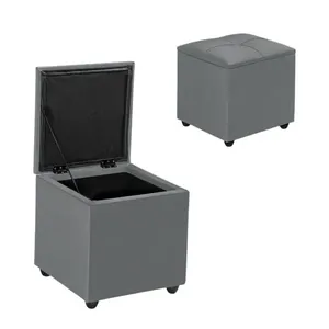 Baú Banqueta Porta Objetos Puff Texas com Sapateira e Pés Revestido em Veludo Cinza TB Ecommerce Baú Banqueta Puff Texas Porta Objetos com Sapateira em Veludo Cinza TB Ecommerce
