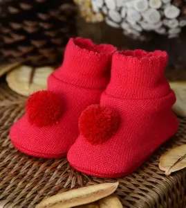 Sapatinho para Bebê Pompom Liso Tam. RN Vermelho - RN