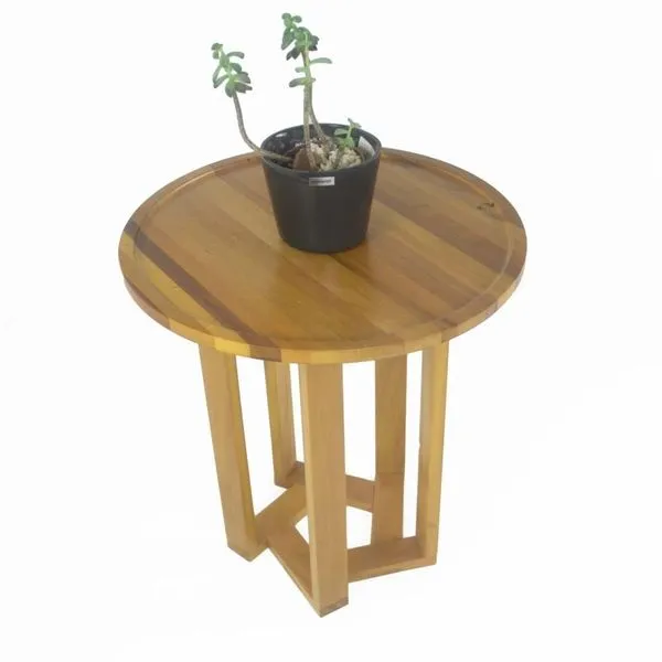 Mesa Lateral Design Redonda Madeira Nobre