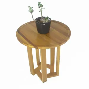Mesa Lateral Design Redonda Madeira Nobre