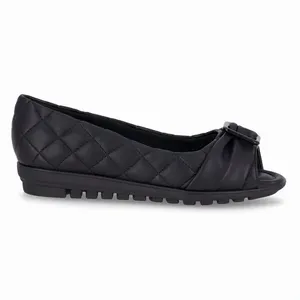 Sapatilha Peep Toe Aline Anabela Baixo Preto 34