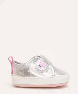 tênis infantil com velcro estrelas pimpolho prata 4