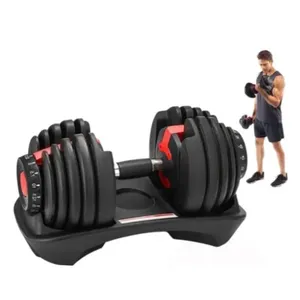 Halter Dumbbel Smart Ajustável Musculação 24kg Preto Com Vermelho