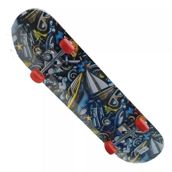 Skate Infantil Suporta Até 50kg Madeira Pvc Lixa 79x20x8cm (MP)