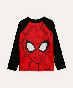 blusa manga longa infantil proteção uv homem aranha vermelha 10
