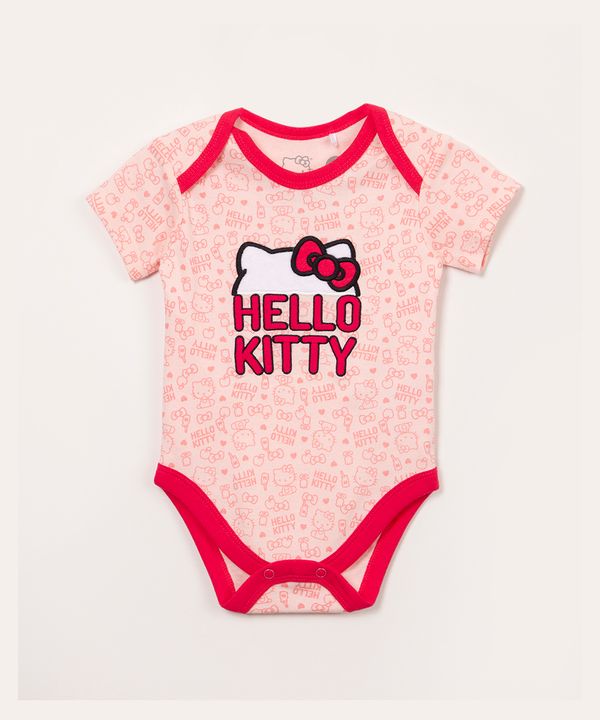 body infantil manga curta hello kitty rosa 0-3