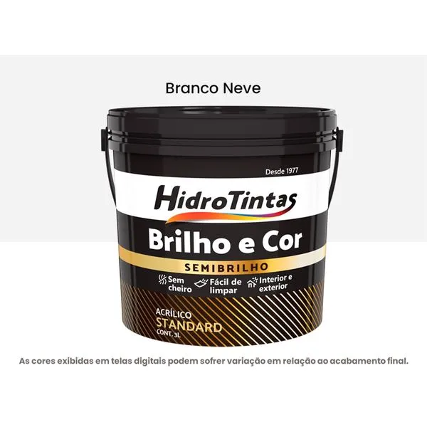 Tinta Acrílica Standard Semibrilho 15L Brilho E Cor Hidrotintas Branco Neve (MP)