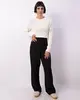 Calça Feminina Poliviscose Reta Com Frisos Preta 38