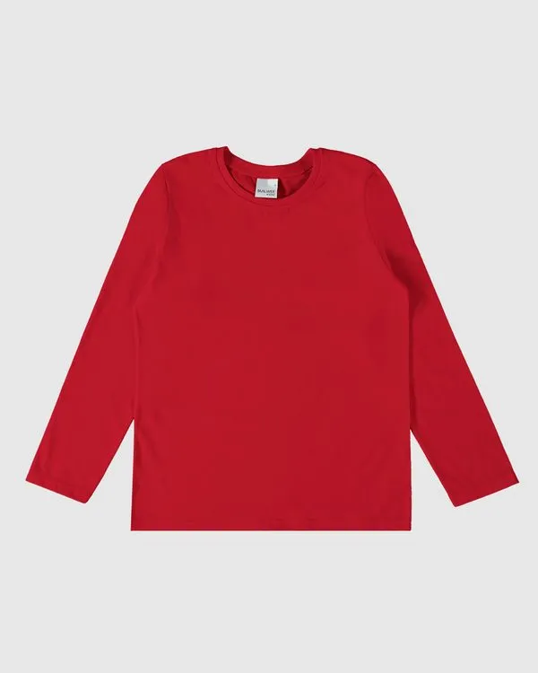 Camiseta Infantil Menino Decote Redondo Manga Longa Em Algodão Malwee Kids Vermelho - 14