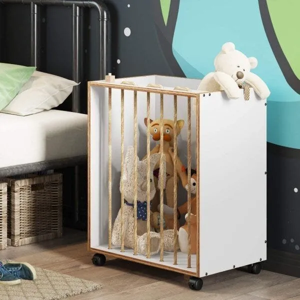Organizador Multiuso com Rodizios e Sisal Cordel Branco