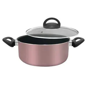 Caçarola 22cm Alumínio Antiaderente Tampa de Vidro Rose 2032209 - Alumínio Marpal