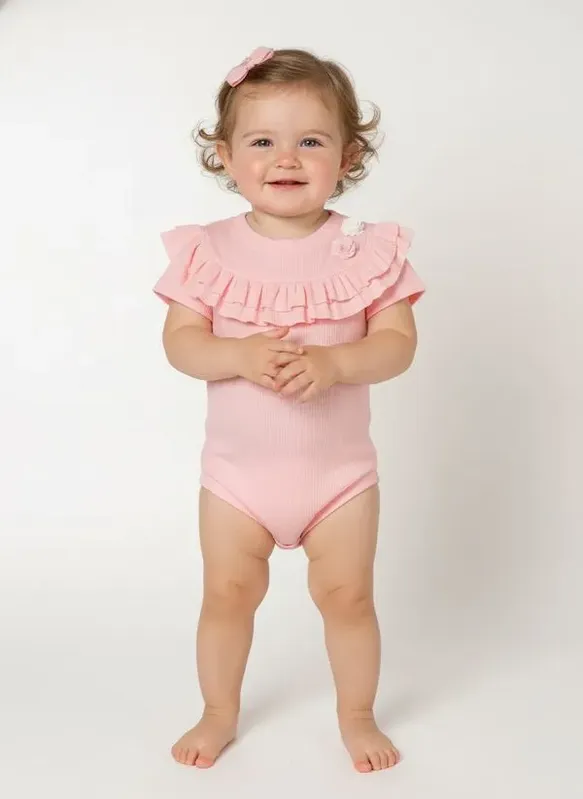 Body Canelado Infantil Para Menina - ROSA 2