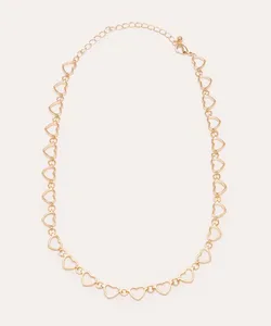 colar corrente mini corações dourado Único