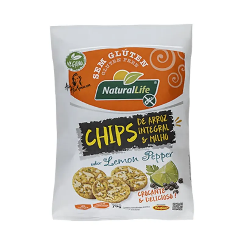 Chips de Arroz Integral Sem Glúten Lemon Peper - Natural Life 70g