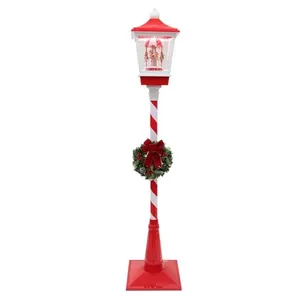 Poste Natalino Animado Florarte Com Som E Neve 184cm Vermelho E Branco (MP)