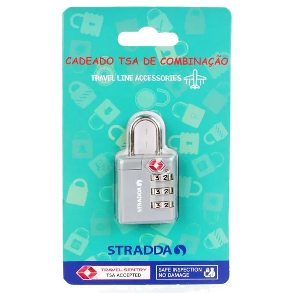 Cadeado TSA com Segredo Stradda CINZA