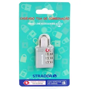 Cadeado TSA com Segredo Stradda CINZA