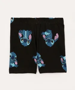 bermuda ciclista de algodão infantil stitch preto 8