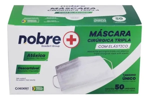 Máscara Cirurgica Tripla Camada Proteção Descartável 50un Unico