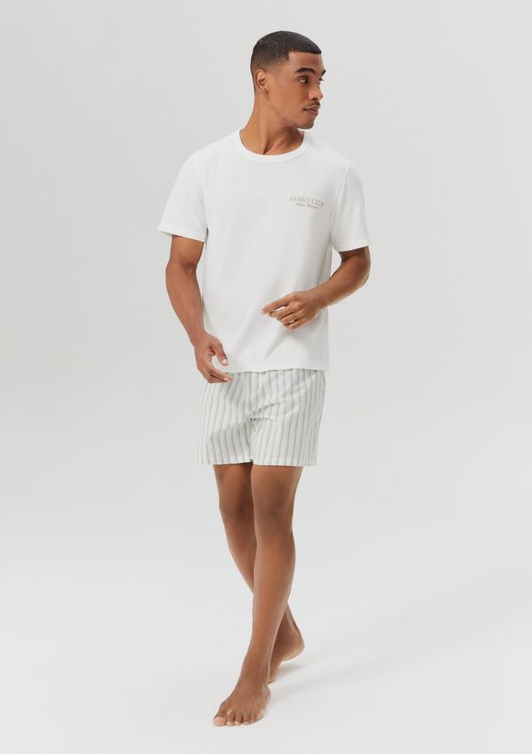 Pijama Curto Masculino Com Estampa Família - Off white XXG