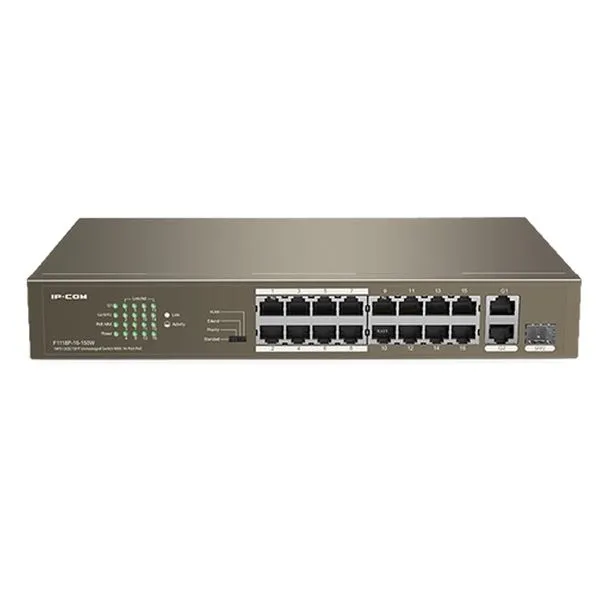 Switch IP-COM 16 Portas PoE 10/100 16P+1SFP não Gerenciável Giga Metal