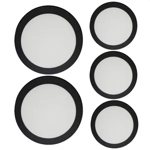 Kit 5 Painéis LED Redondo Sobrepor 24W Bivolt Preto 3000K Blumenau