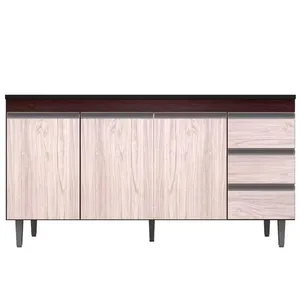 Balcão Gabinete 160cm Cozinha 3 Portas Andreia S-t Ajl Castanho Avelã