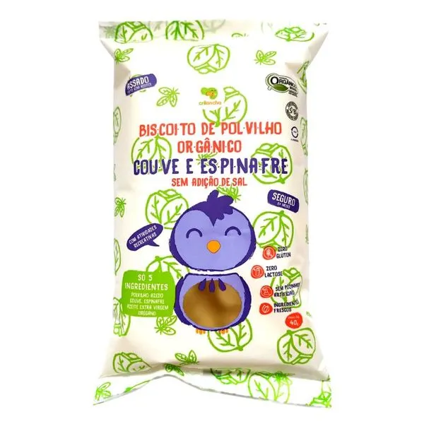 Biscoito Polvilho Org Couve Espinafre 40g Crilancha
