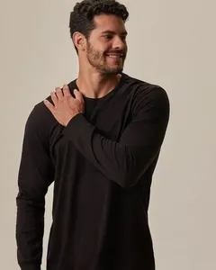Camiseta Masculina Regular Manga Longa Em Malha Comfy Touch Preto - GG