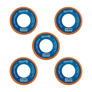 Kit 5 Fitas Veda Rosca 12mm 10 Metros Vedação Hidráulica Canos Torneiras Teflon