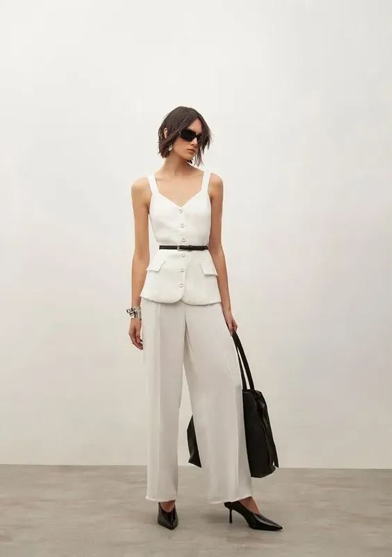 Calça Iódice Wide Alta Off White 42