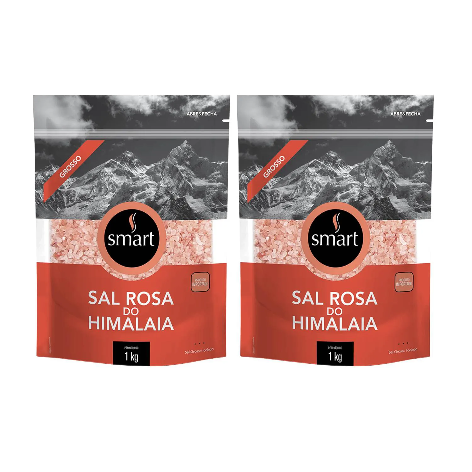 Kit Sal Rosa Do Himalaia Grosso Sem Antiumectante - Smart 2 Unidades 1kg