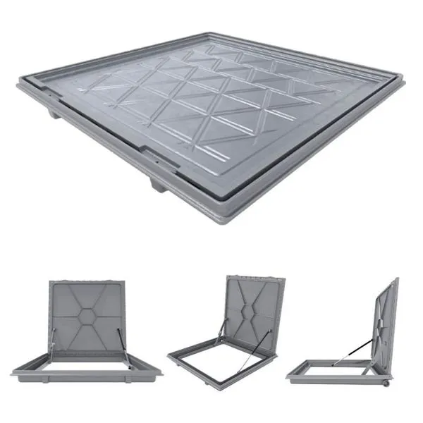 Tampa Casa Maquina 100x100cm Com Rebaixo Para Alumínio Cinza Tampa para Casa de Máquina TCMRS9EE1CSPM 100x100cm em Alumínio Articulada Cinza