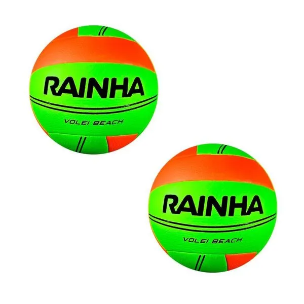Kit 2 Bolas de Vôlei de Praia Beach 2024 para Jogos e Treinos Verde e Laranja Rainha Kit 2 Bolas de Vôlei de Praia Beach 2024 Verde e Laranja Rainha