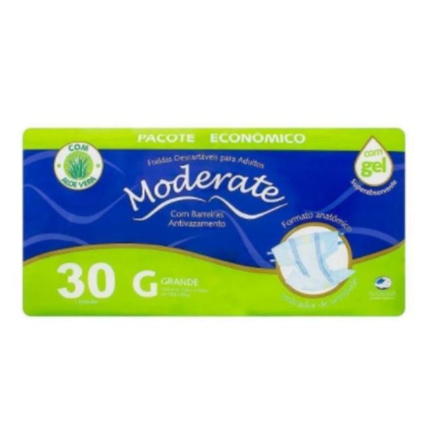Fralda Geriatrica Moderate Econômico (G) 30 Unidades