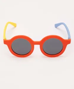 óculos de sol infantil redondo com proteção uv laranja Único