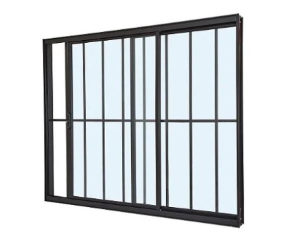 Janela de alumínio 02 folhas com grade preto - 100x120